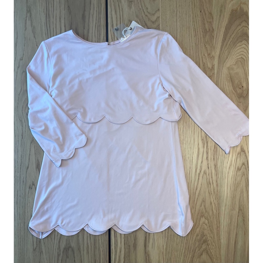 ANDTHEWHY‎ Scalloped Long Sleeve Top Women Small Pink Coquette Blouse ATW12161